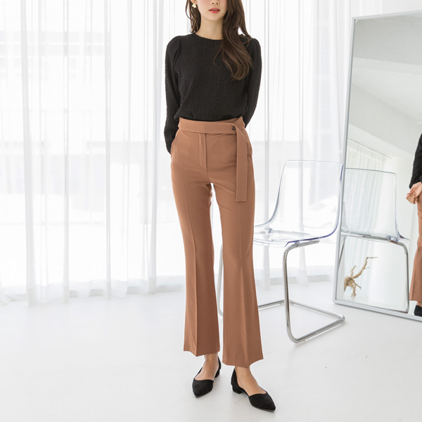 (PT-3741) Belted Bootcut Pants