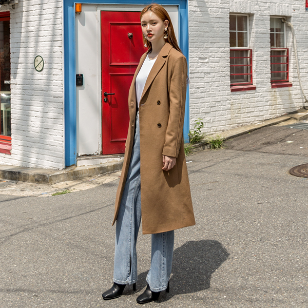 (CT-1206) Wool Unique Belt Point Coat S