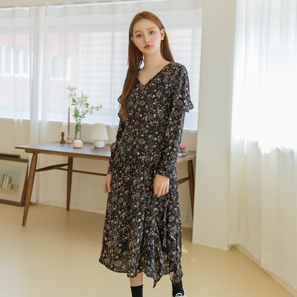 (OP-4406)Print Feminine Dress