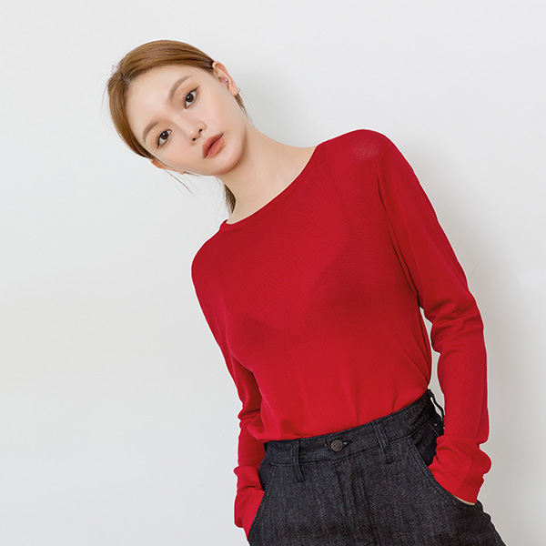 (T-4934)Basic silhouette solid knit