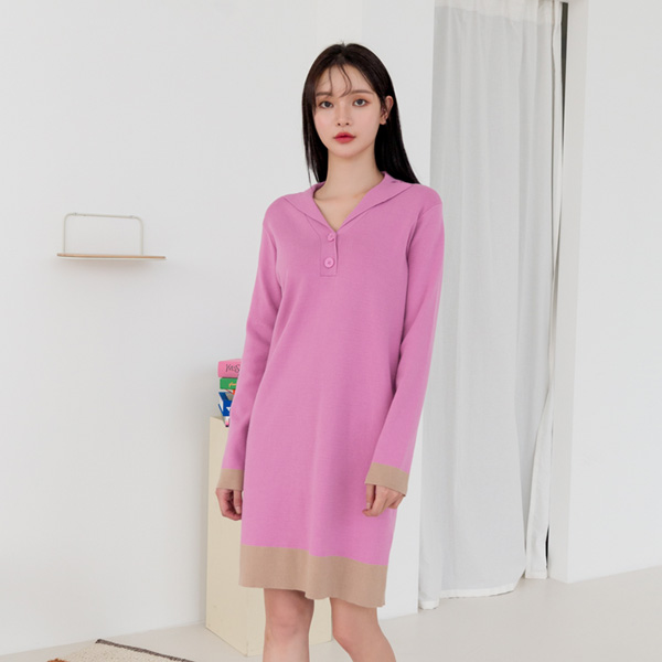 (OP-4694) Color Block H Fit Knit Dress
