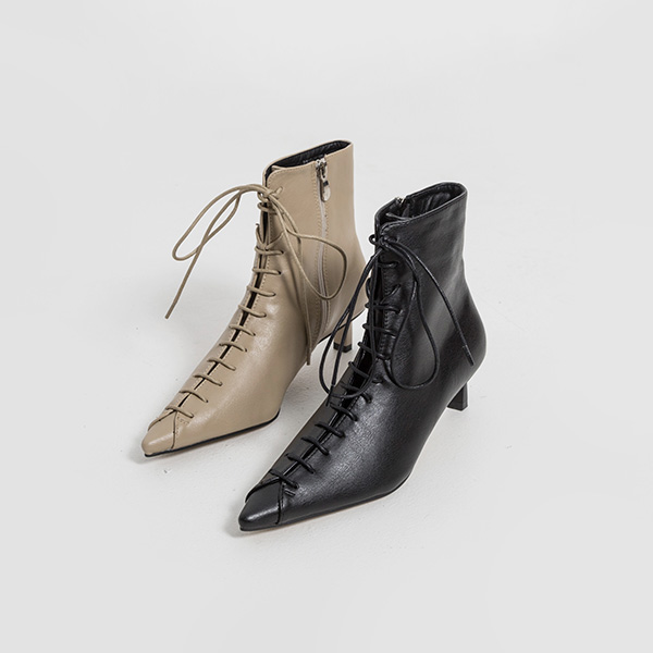 (SH-2879)Lace-Up Slim Toe Boots