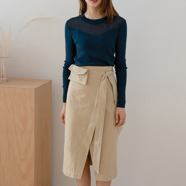 (SK-3634) Pocket Midi Skirt S