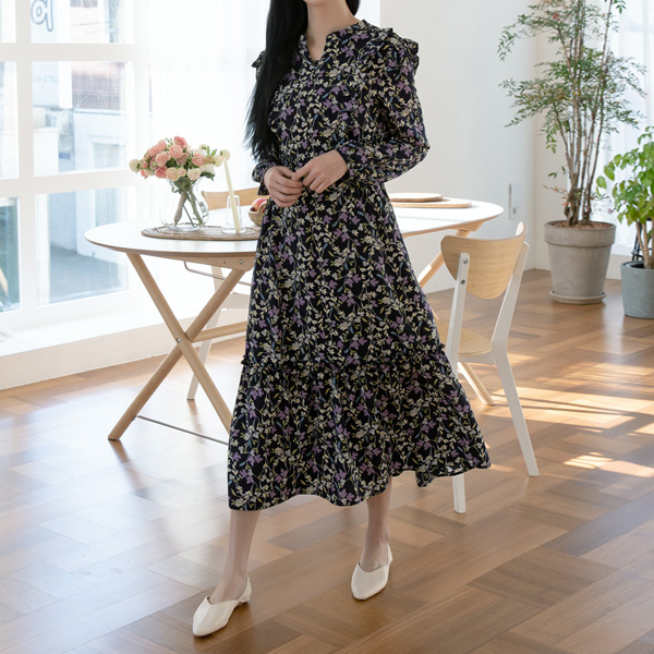 (OP-4828)Flower Smoking Long Dress S