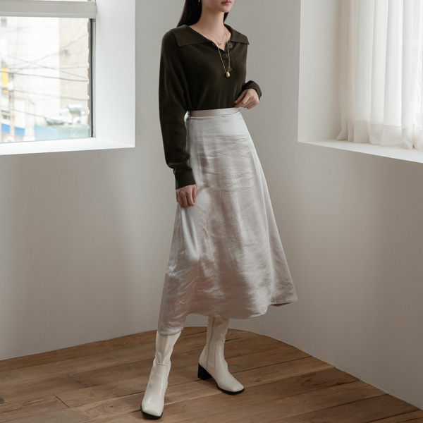(SK-4097)Modern Silky Skirt