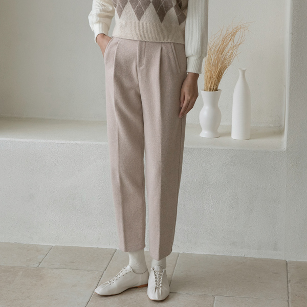 (PT-4580) Wool Side Button Back Banding Pants