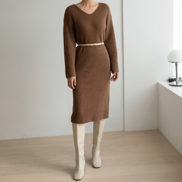 (OP-5534) easy V neck knit dress