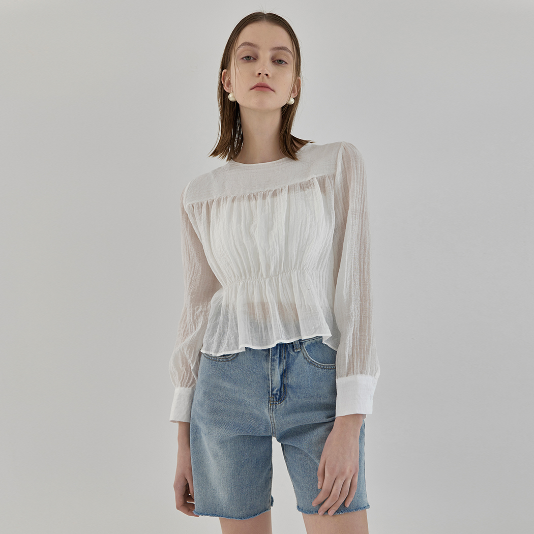 (BL-3796)Light volume banding blouse