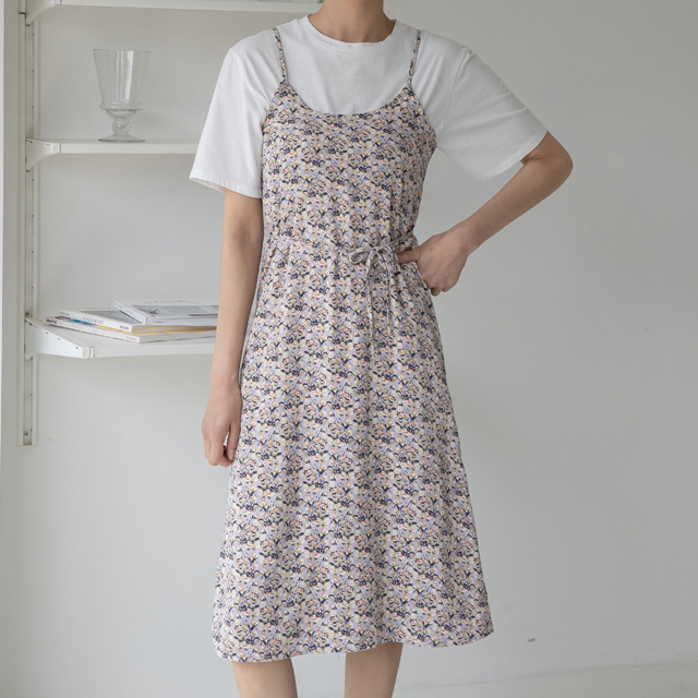 (OP-5623) Floral Strap Sleeveless Dress S