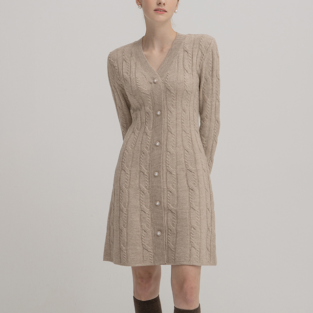(Z-OP-5785)Cable pearl knit dress