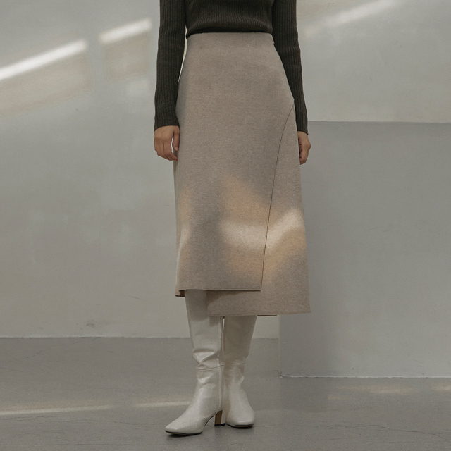 (SK-4463)Cut unbalanced long skirt