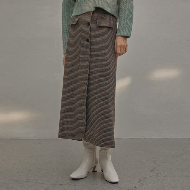 (SK-4551) Wool Modern High Waist Back Banding Skirt