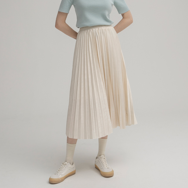 (SK-4656) Shine Pleated Banding Skirt