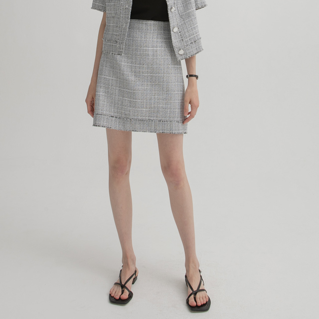 (SK-4612)Leeds mini summer setup tweed skirt