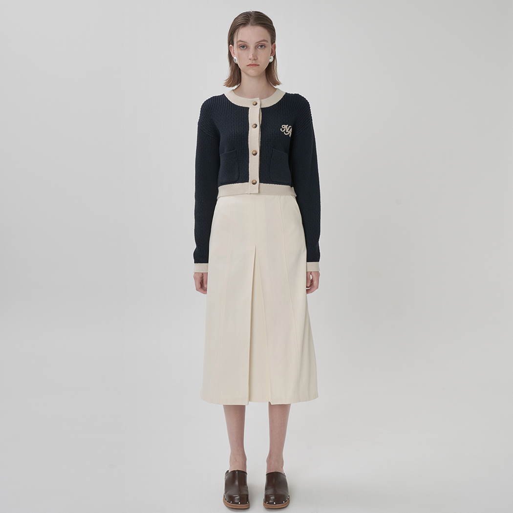 (SK-4687)Heavy cotton A-line midi skirt