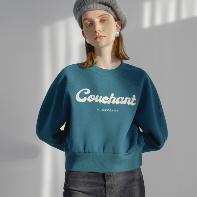 (T-6587)Cushamp Bouquel Embroidery Raised Sweatshirt