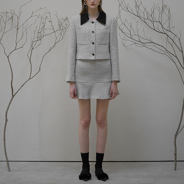 (SK-4719) Wool Marais Setup Tweed Mini Skirt