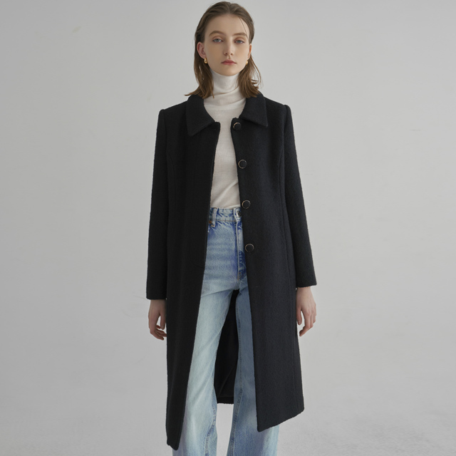(CT-1412) Haute Wool Bookle Slim Line Coat S