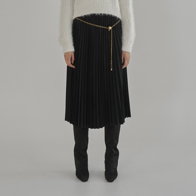 (SK-4786) Soft pleat banding skirt