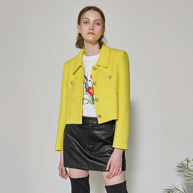 (JK-2817)Pancy Color Tweed Cropped Jacket