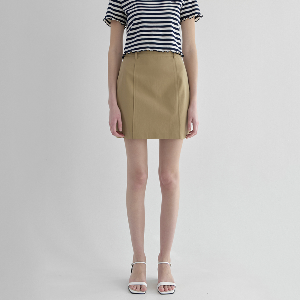 (SK-4772)Cotton Front Slit Mini Skirt