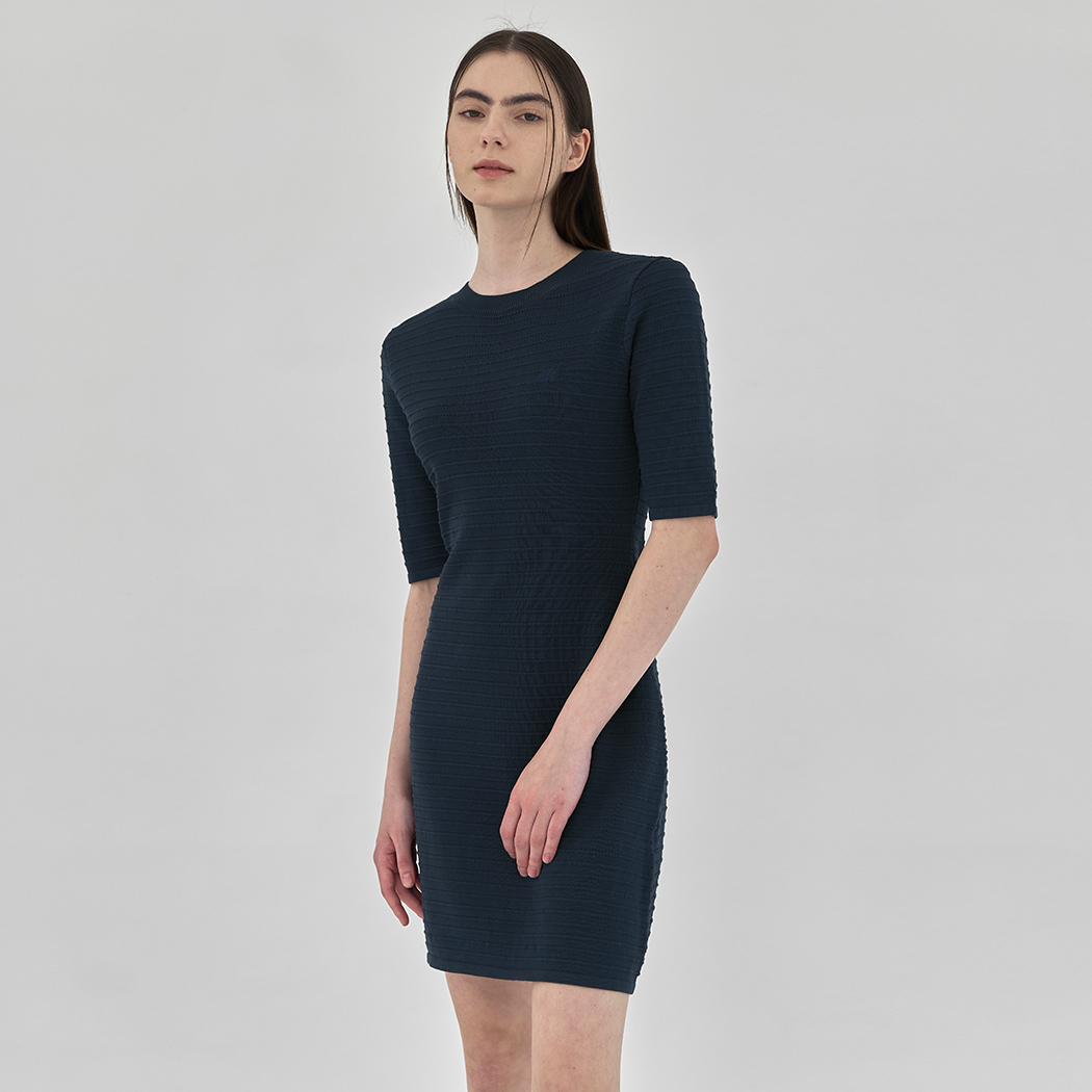 (OP-6070) Slim Fit Half Sleeve Basic Knit Dress