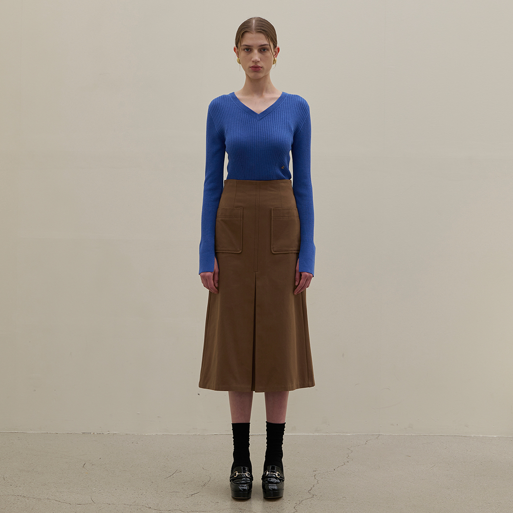 (SK-4820) Heavy Cotton Big Pocket Midi Skirt