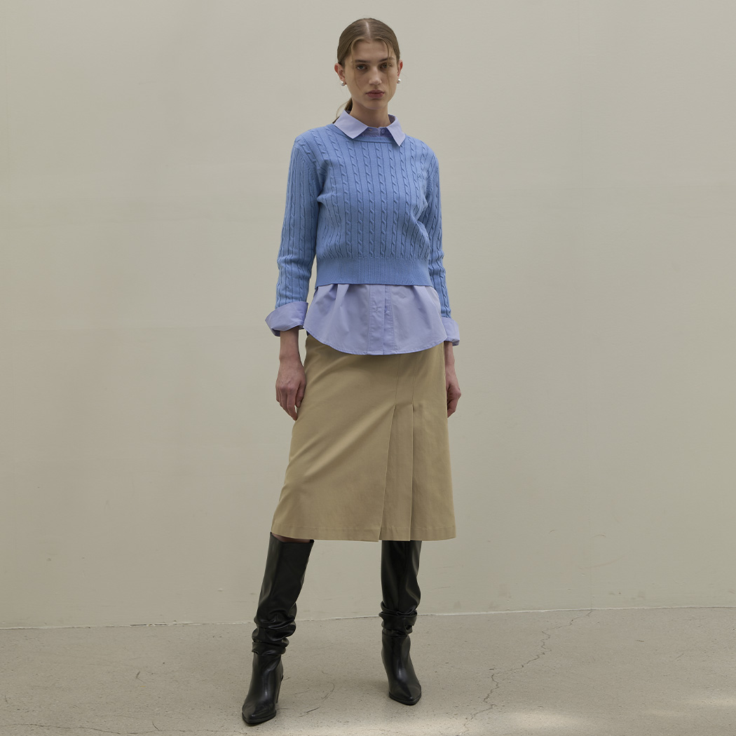 (SK-4829) Rosaline Half Pleated Midi Skirt