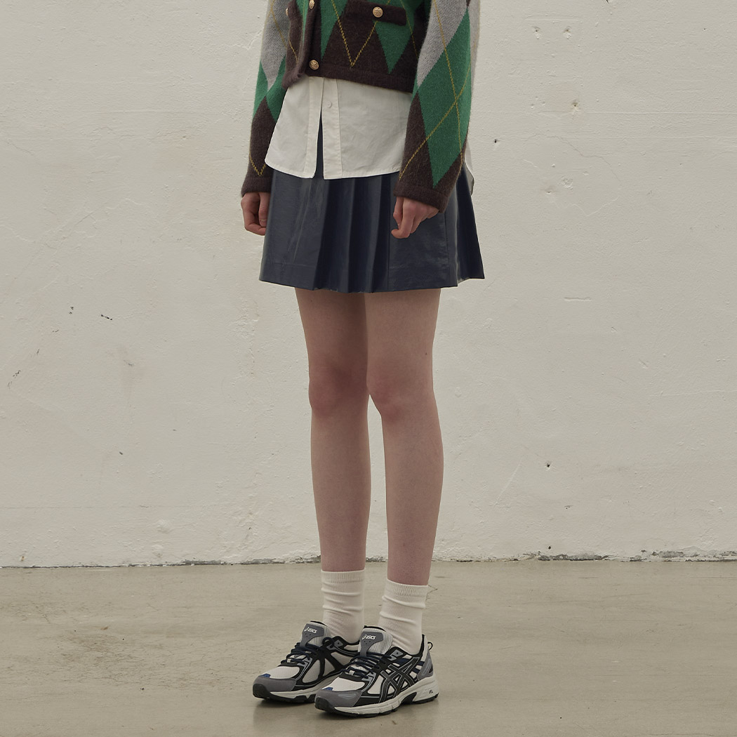 (SK-4840)Monica leather pleated mini skirt