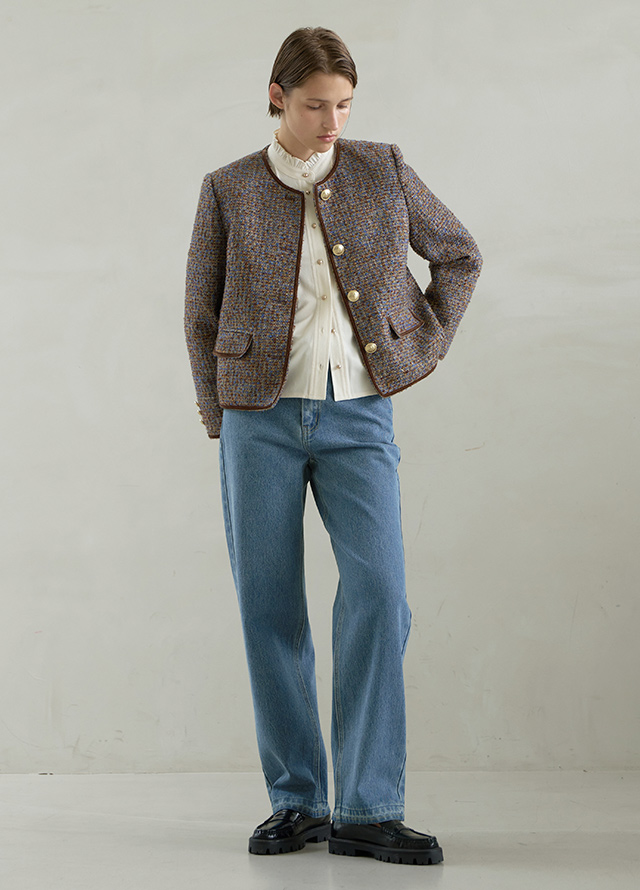 (JK-2912)Wool Amelie Multi Tweed Jacket Korea