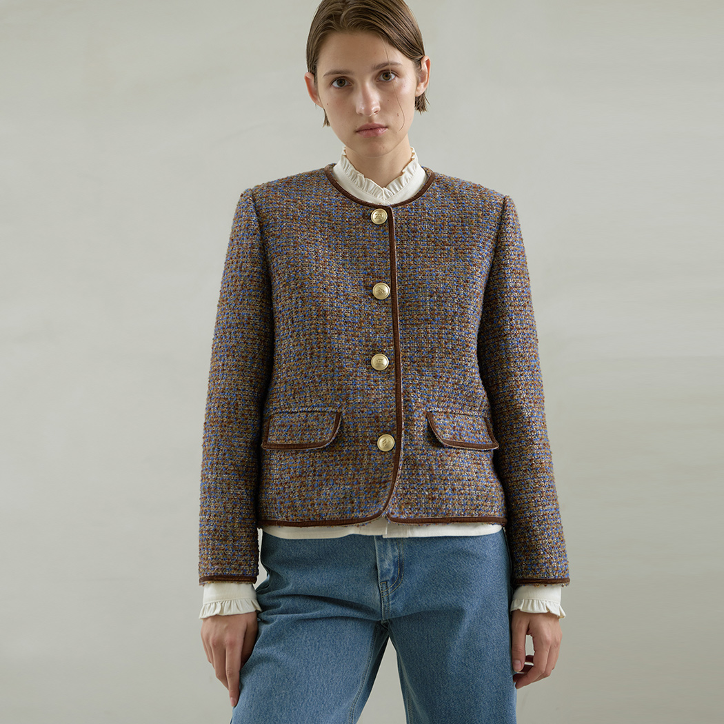 (JK-2912)Wool Amelie Multi Tweed Jacket