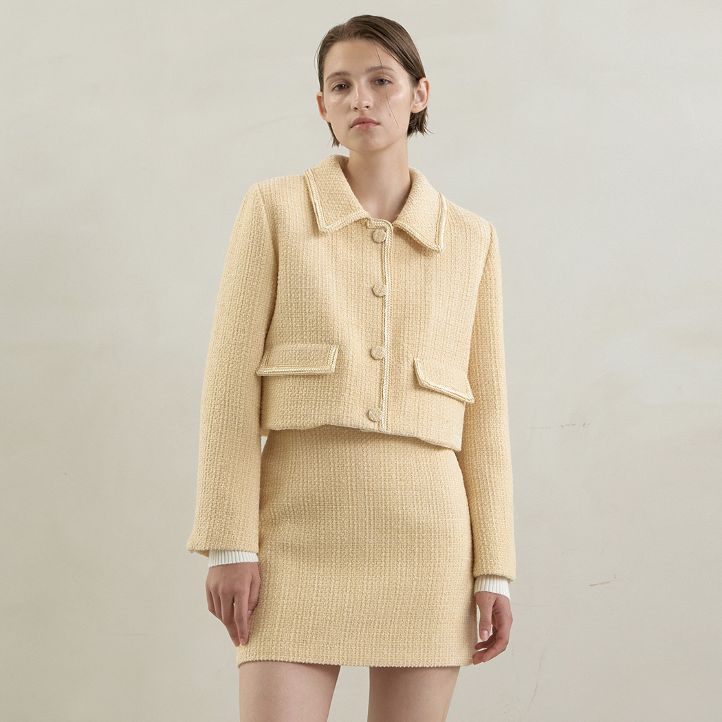 (JK-2903)Wool Melissa Tweed Set-up Jacket