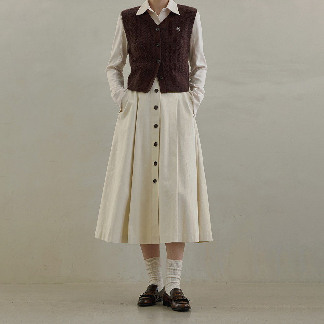 (SK-4854)Among Cotton Maxi Flare Skirt