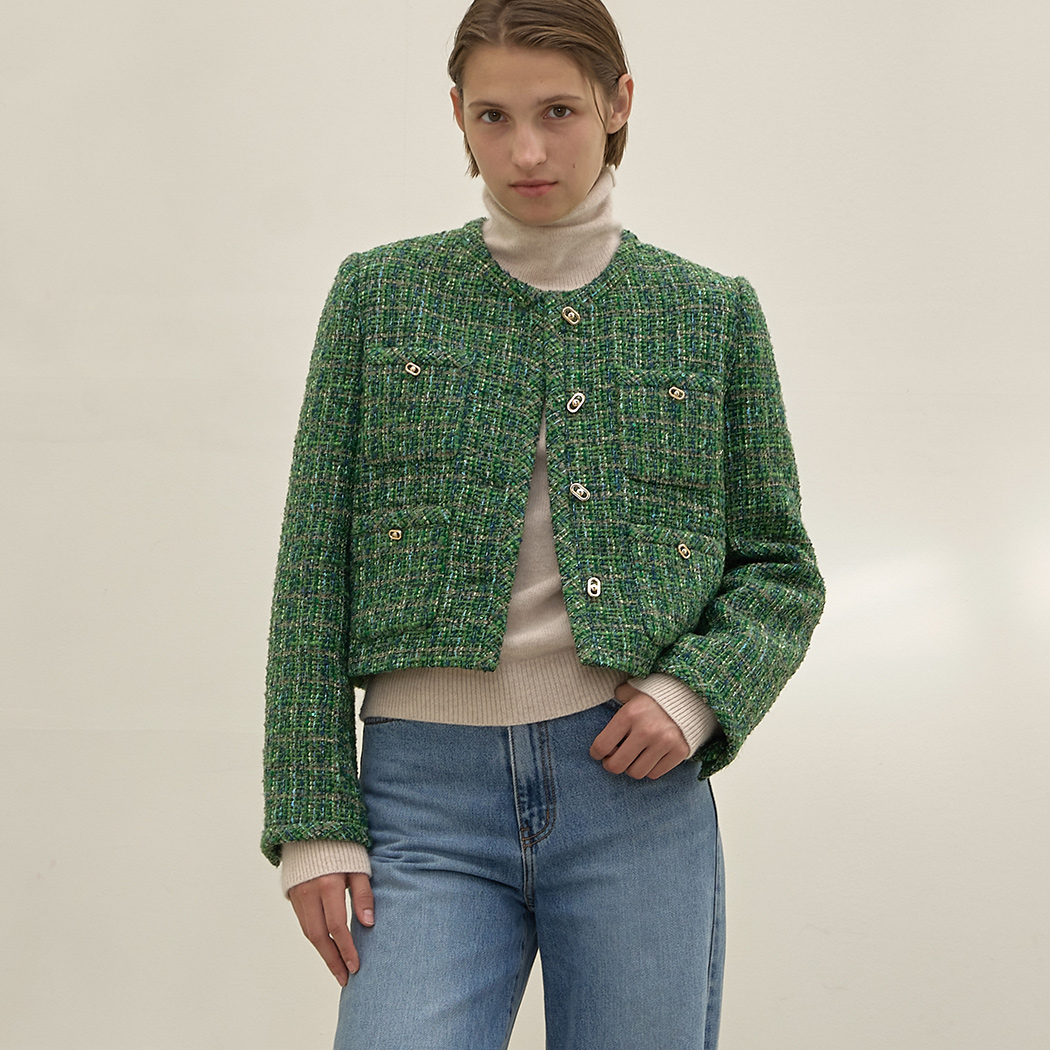 (JK-2900)Wool Special Sequin Tweed Jacket