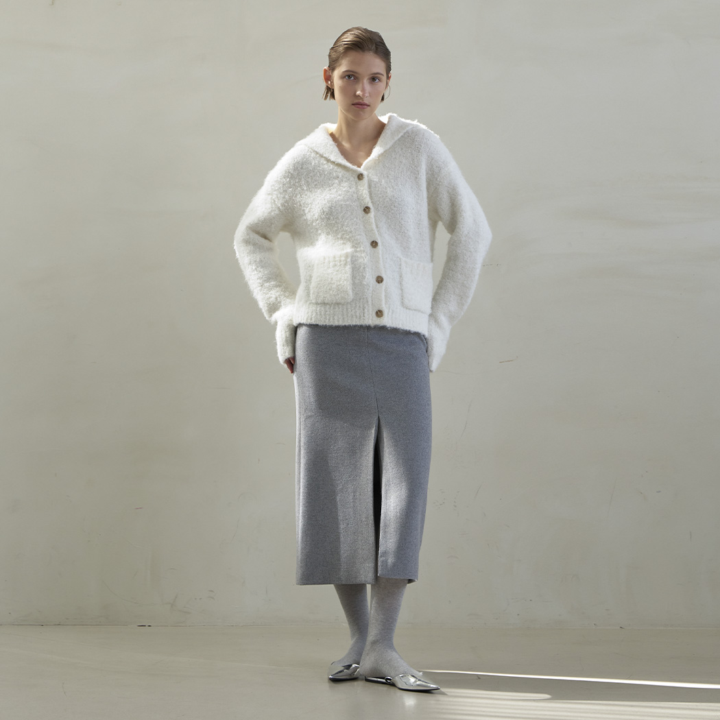 (SK-4848)Depth wool set-up maxi skirt Korea