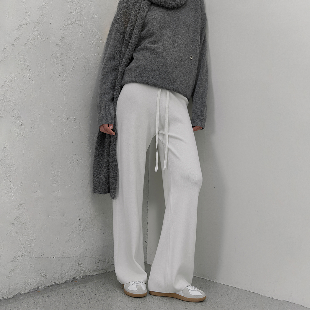 (PT-5524)Wide knit banding pants Korea