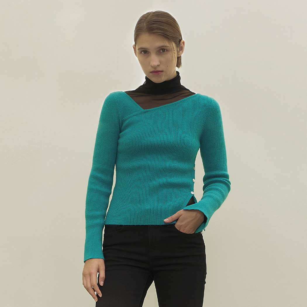 (T-6797)Winter unbalanced cutout slim knit