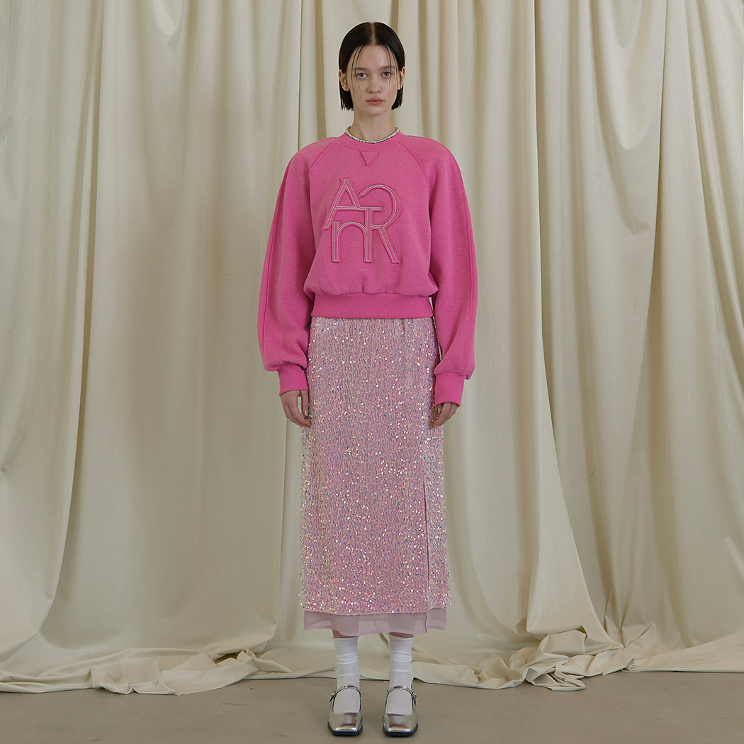 (SK-4876)Ariel Sequin Hidden Banding Skirt Light Pink Korea
