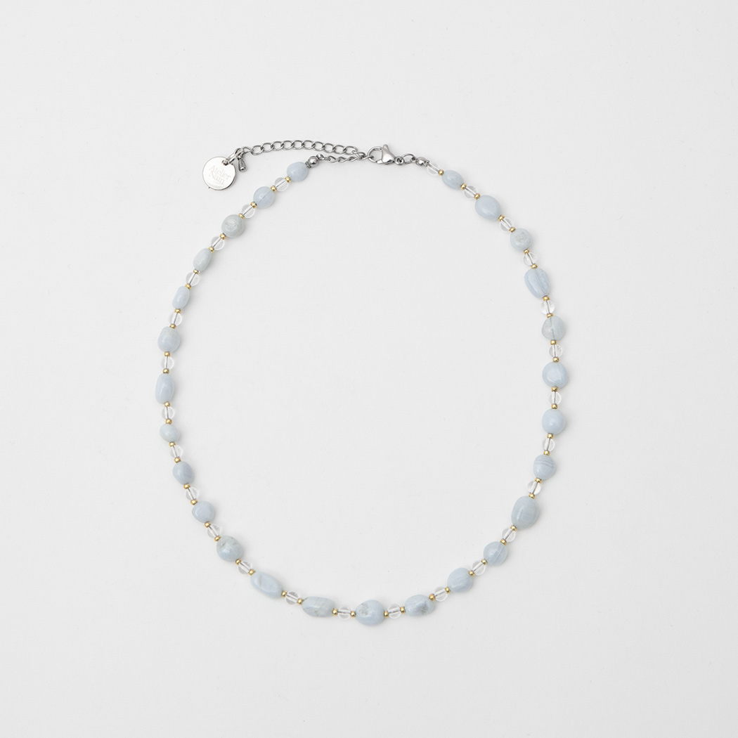 (N-859)PEBBLE MIX BEADS NECKLACE