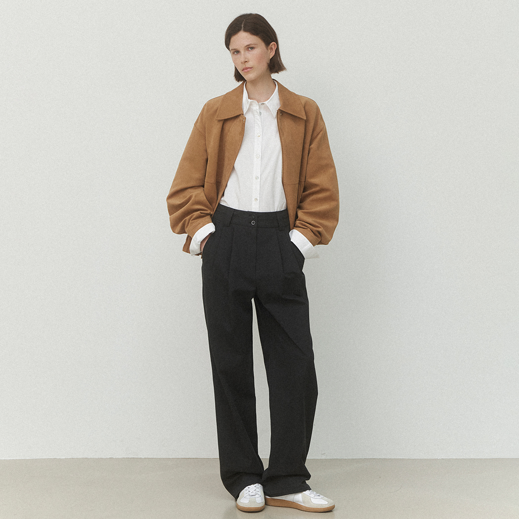 (PT-5569)TWO BUTTON TUCK PANTS