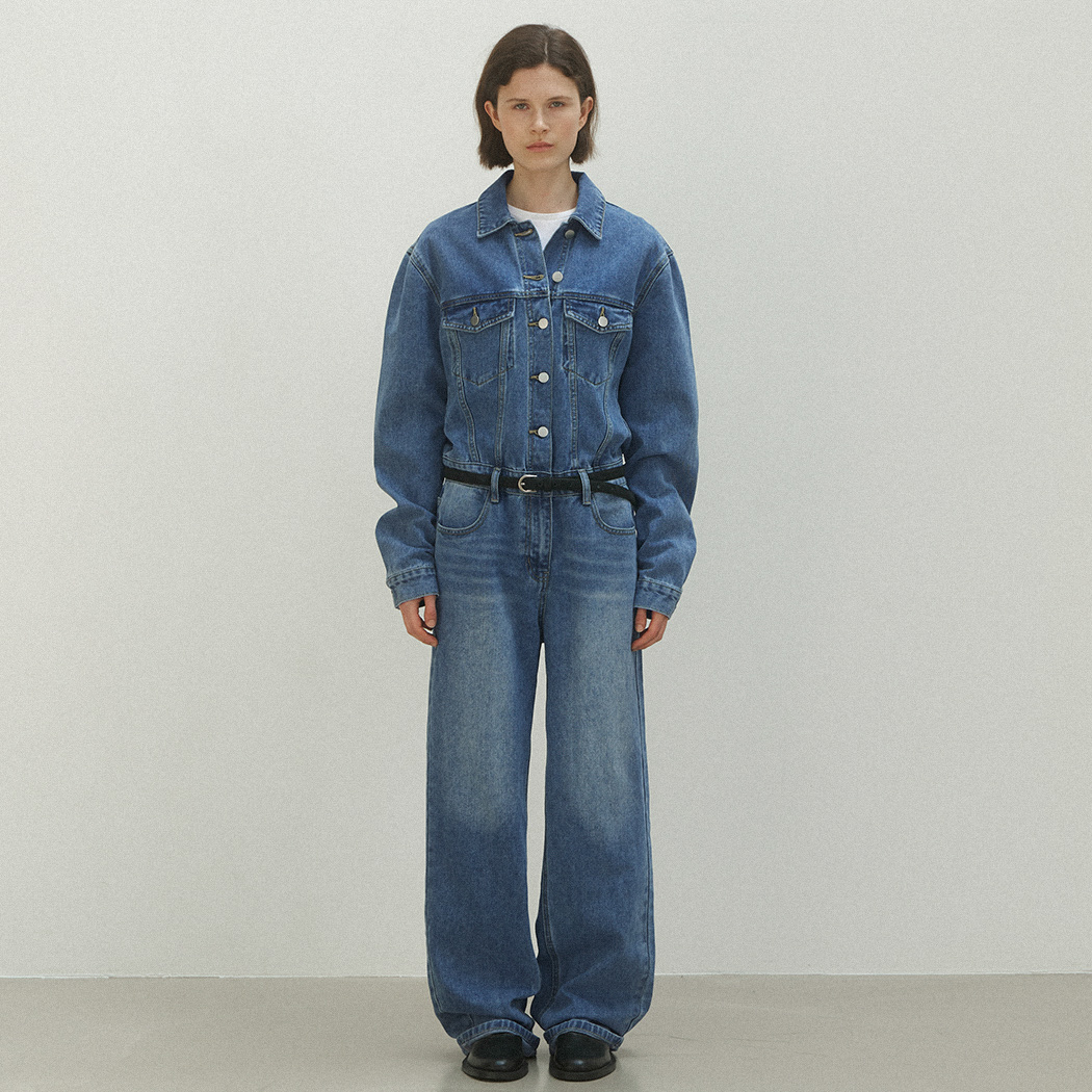 (OP-6231)DENIM OVERALL JUMPSUIT