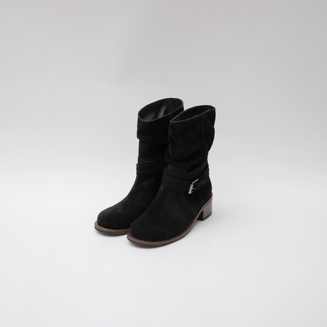 (SH-3437)REAL LEATHER BUCKLE BOOTS