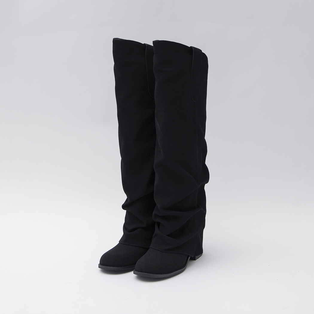 (SH-3438)SUEDE SHIRRING LAYER BOOTS