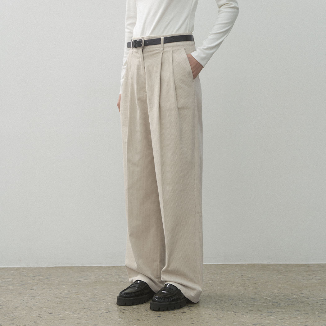 (PT-5609)ESSENTIAL CORDUROY TWO-TUCK PANTS S