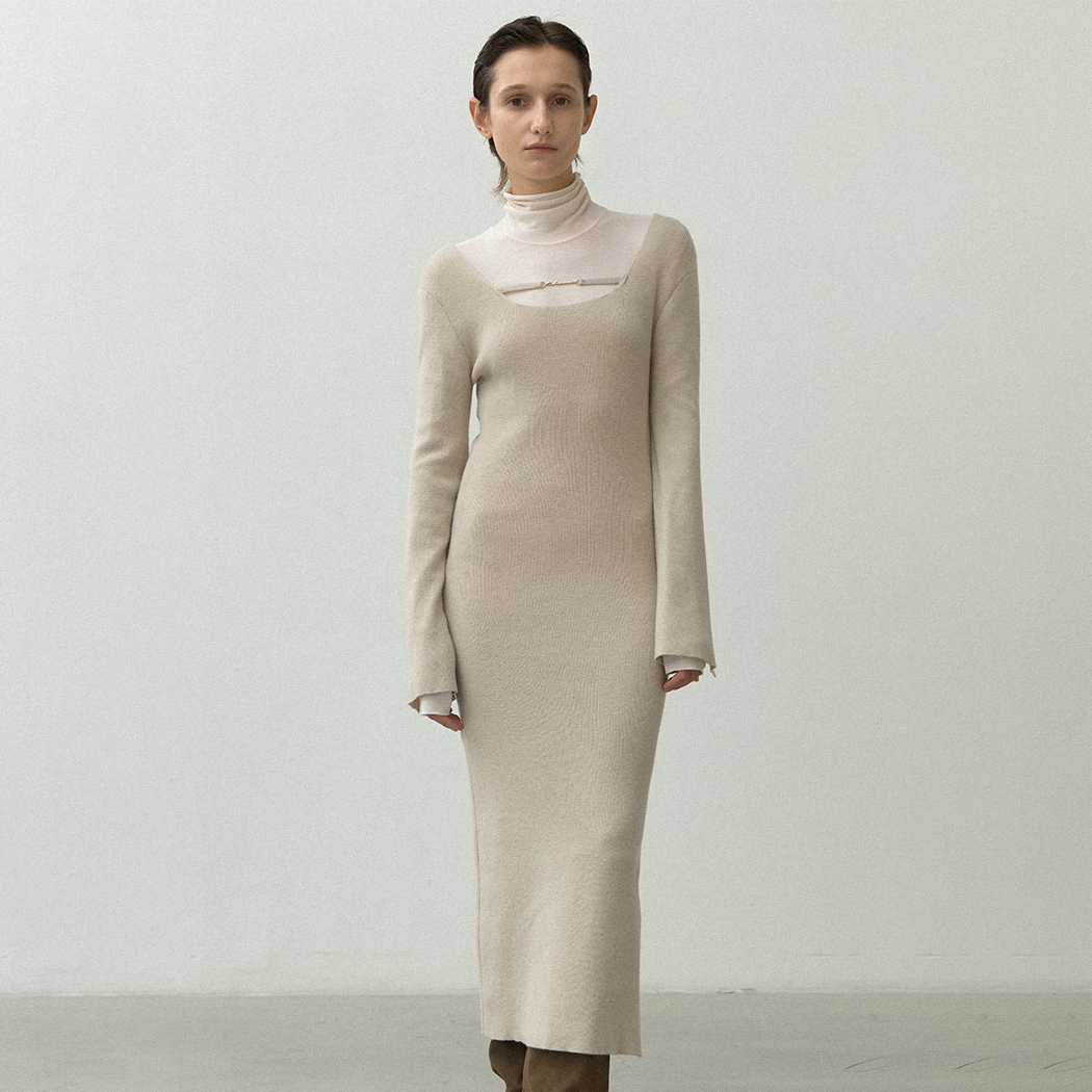 (OP-6232)DEKAVV WOOL KNIT DRESS