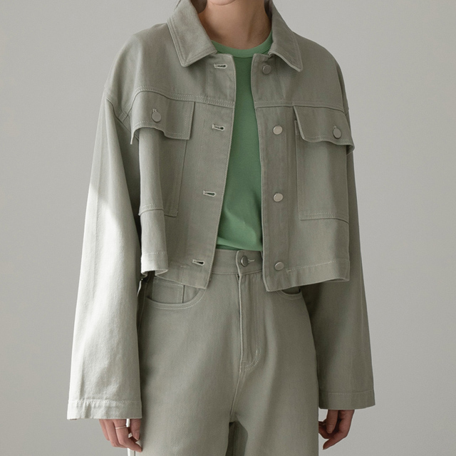 (JK-2331)Set-up denim crop jacket