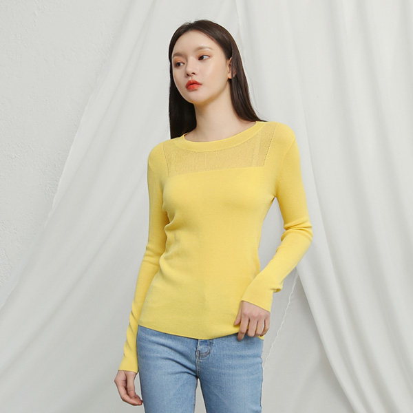 (T-4339) Front see-through square knit