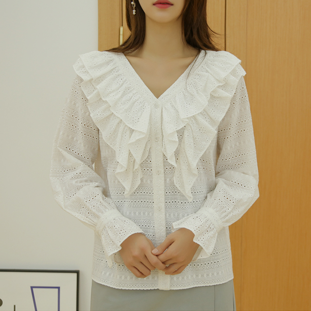 (BL-3098) Ruffle Lace Blouse
