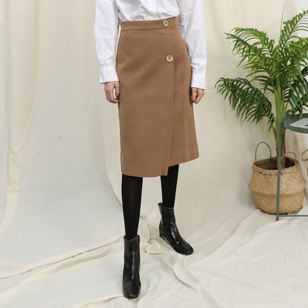 (SK-3232) Button Wrap Modern Skirt
