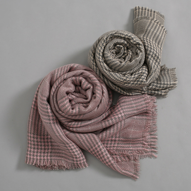 (ETC-2471)Glan Check Ruffle Scarf